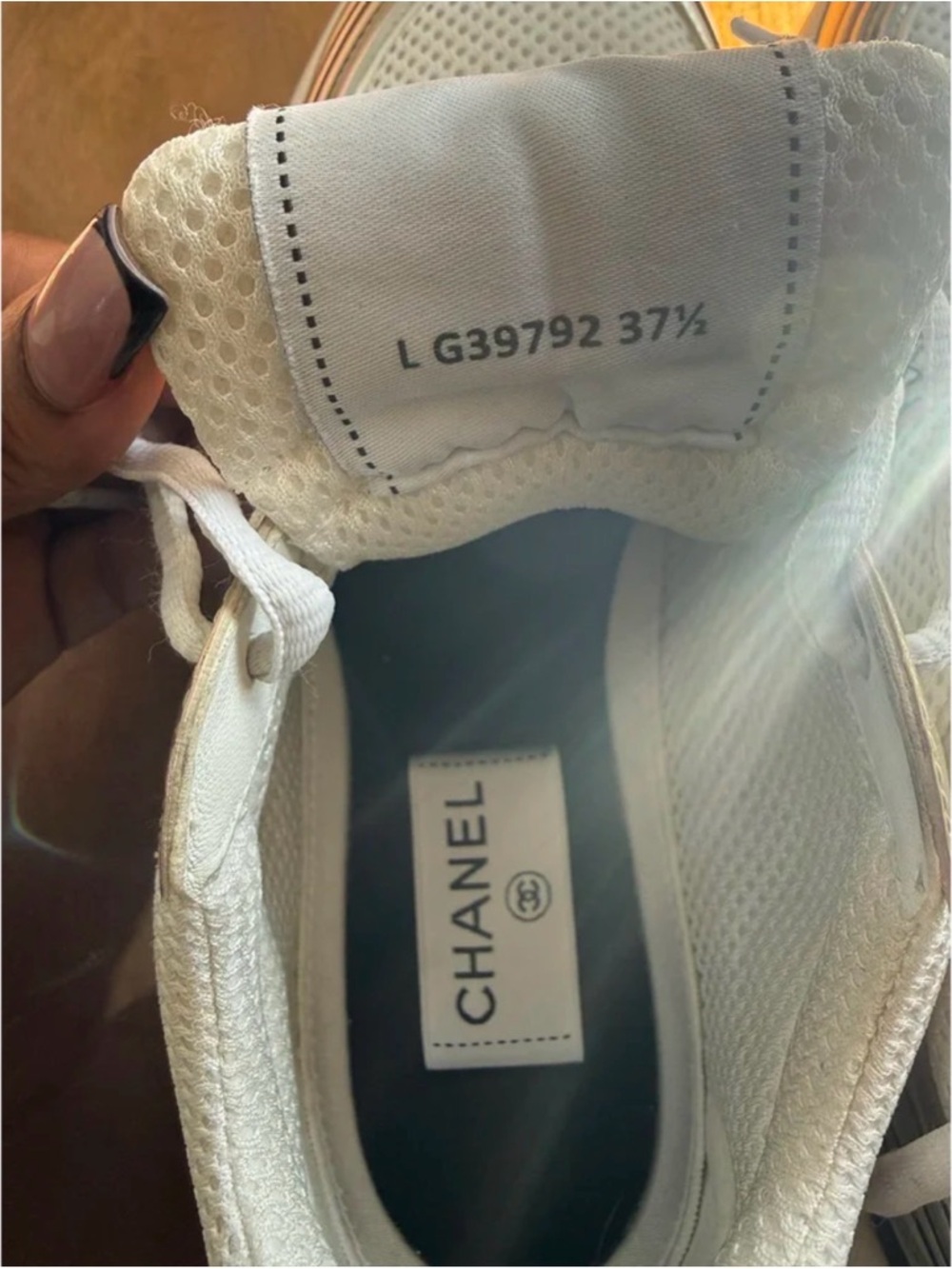 CHANEL Men’s Silver and White Runner Sneakers - Picture 6 of 10